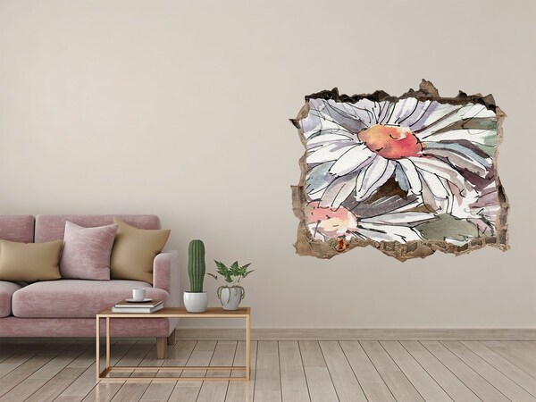 3D Wandsticker Loch Blumen aus Beton