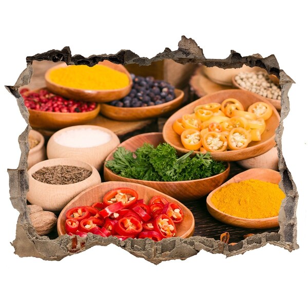 3D Wandsticker Loch Eine Küche voller Gewürze