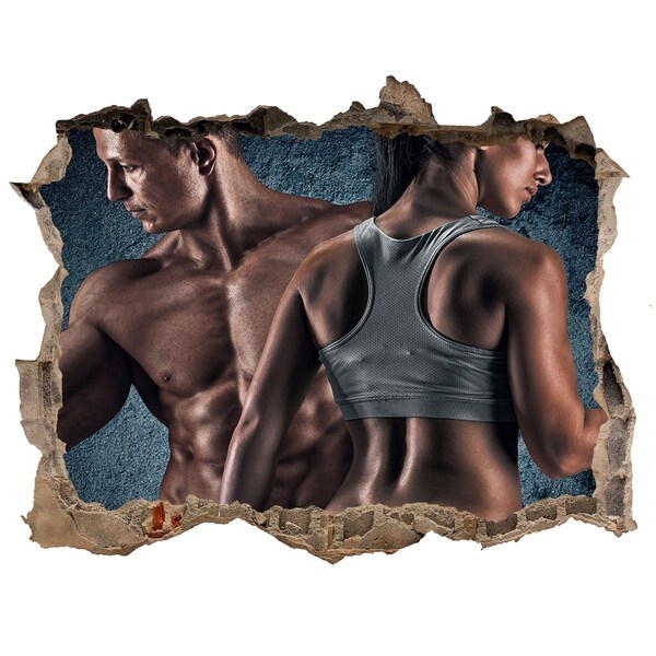 3D Wandsticker Loch Fitnessstudio in Aktion