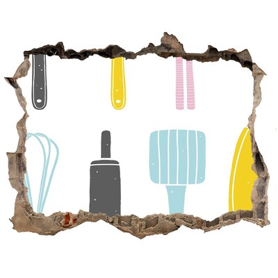 Wandtattoos Loch Küchenutensilien in einem Loch in der Wand