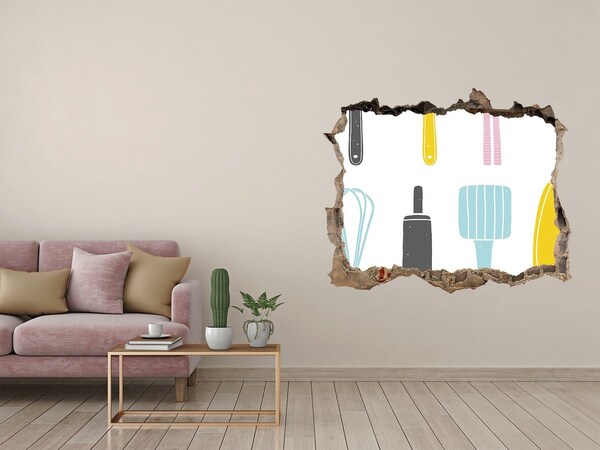 Wandtattoos Loch Küchenutensilien in einem Loch in der Wand