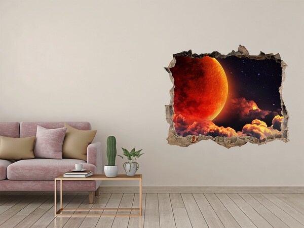 3D Wandsticker Loch Mondhelle Nacht in den Wolken