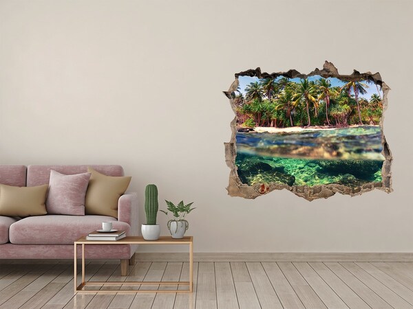 3D Wandtattoos Loch in der Wand Tropisches Paradies hinter der Mauer