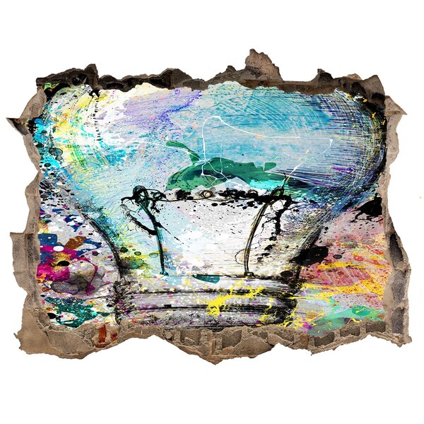 Wandfolien Loch in der Wand Eine beschädigte Wand mit einer Lampe