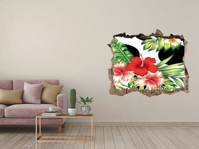 3D Wandtattoos Loch in der Wand Tropisches Paradies mit Blumen