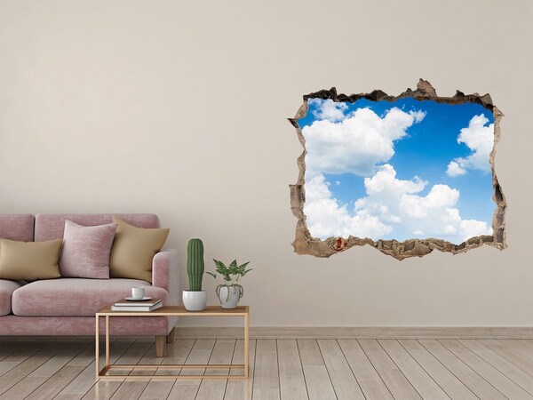 Wandtattoos Mauerdurchbruch Himmel mit Wolken durch ein Loch in der Wand