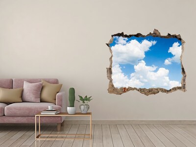 Wandtattoos Mauerdurchbruch Himmel mit Wolken durch ein Loch in der Wand
