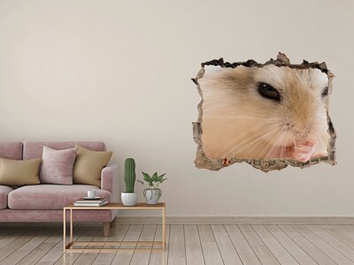 3D Wandsticker Loch Hamster in einem Loch in der Wand