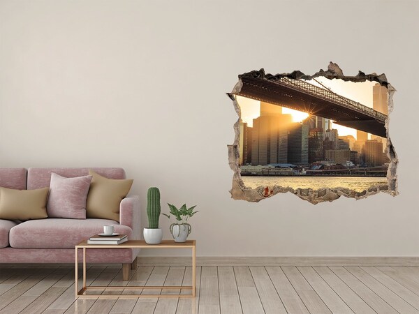 3D Wandtattoos Loch in der Wand Brücke im Sonnenuntergang