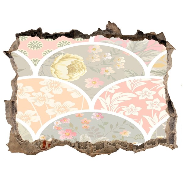 Wandtattoos Mauerdurchbruch Blumenmuster hinter einer beschädigten Wand