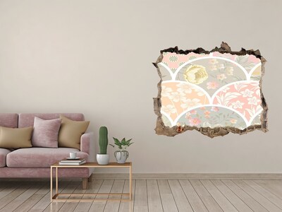 Wandtattoos Mauerdurchbruch Blumenmuster hinter einer beschädigten Wand