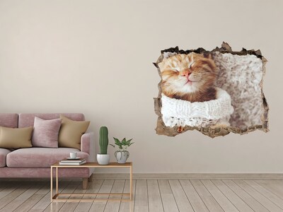 3D Wandtattoos Loch in der Wand Niedliche Katze im Pullover