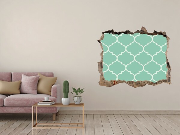 3D Wandsticker Loch Grünes Mosaik vor dem Hintergrund einer beschädigten Wand
