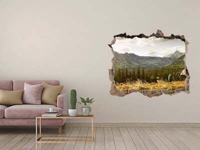 3D Wandsticker Loch Berglandschaft durch ein Loch in der Wand