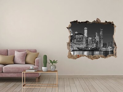 3D Wandsticker Loch New Yorker Skyline bei Nacht