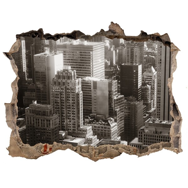 Wandtattoos Mauerdurchbruch Blick auf die Stadt durch ein Loch in der Wand