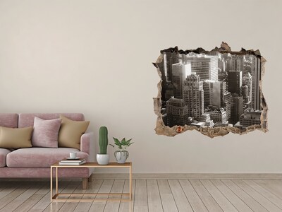 Wandtattoos Mauerdurchbruch Blick auf die Stadt durch ein Loch in der Wand