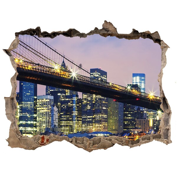 3D Wandtattoos Loch in der Wand Brooklyn Bridge bei Nacht