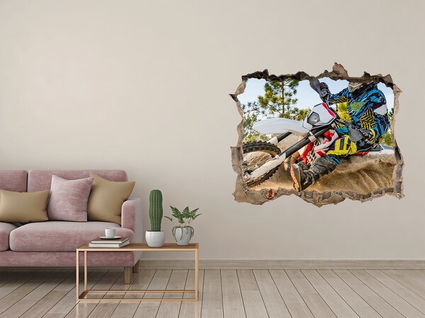 Wandfolien Loch in der Wand Motocross in Aktion