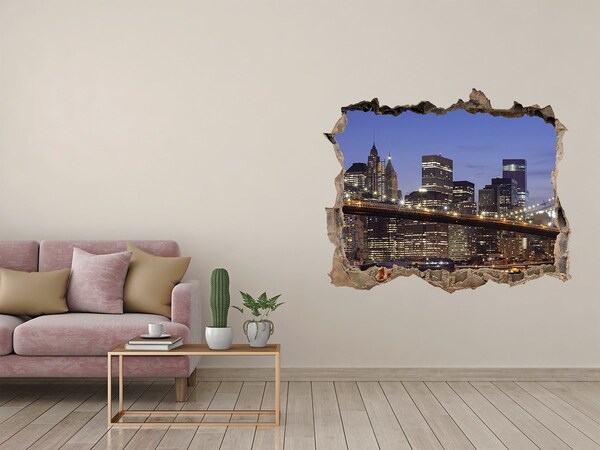 3D Wandtattoos Loch in der Wand Blick auf die Skyline von New York