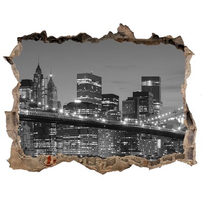 3D Wandsticker Loch New Yorker Skyline bei Nacht