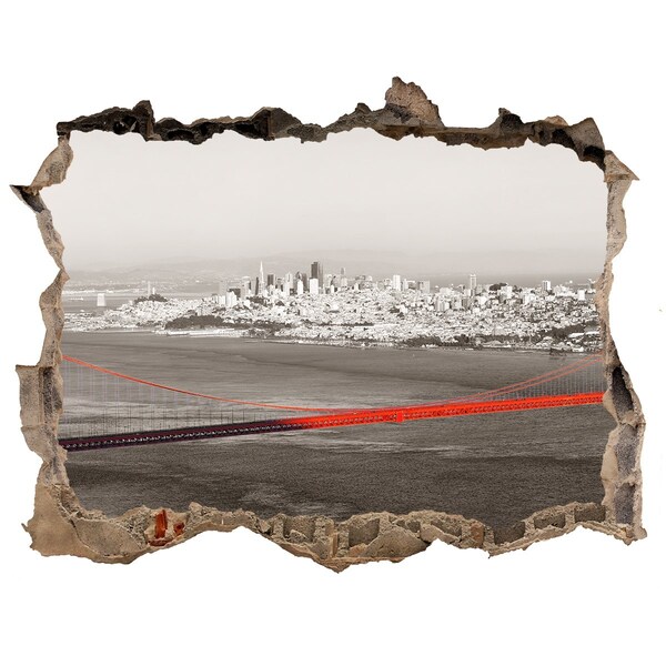 3D Wandtattoos Loch in der Wand Blick auf San Francisco mit der Golden Gate Bridge