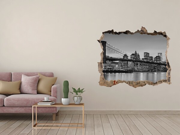 3D Wandtattoos Loch in der Wand Eine Ansicht der Stadt in Schwarzweiß