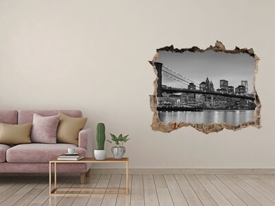 3D Wandtattoos Loch in der Wand Eine Ansicht der Stadt in Schwarzweiß