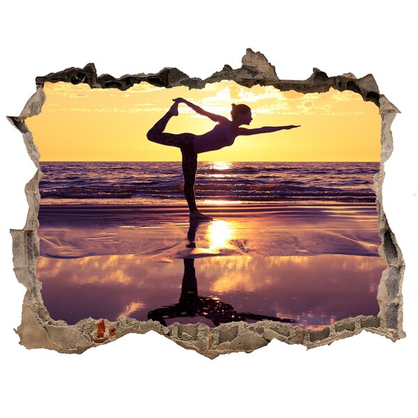 Wandtattoos Loch Yoga am Strand bei Sonnenuntergang
