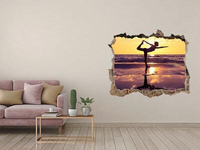 Wandtattoos Loch Yoga am Strand bei Sonnenuntergang