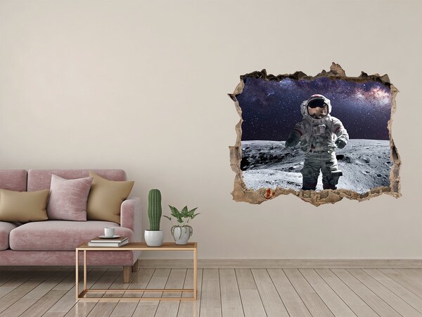 Wandfolien Loch in der Wand Astronaut auf dem Mond