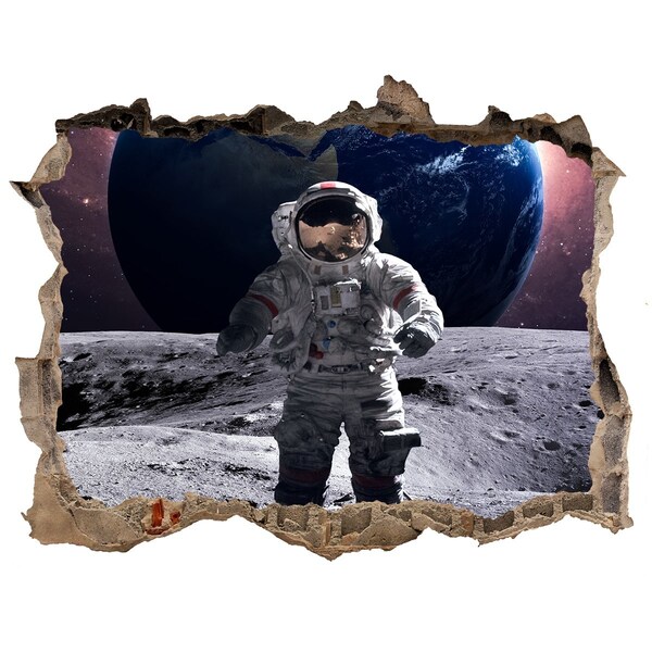 3D Wandsticker Loch Astronaut auf dem Mond