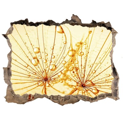 3D Wandtattoos Loch in der Wand Goldene Blumen aus Beton