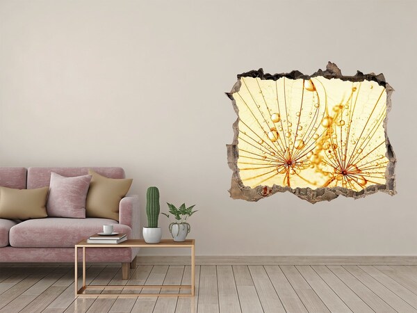 3D Wandtattoos Loch in der Wand Goldene Blumen aus Beton