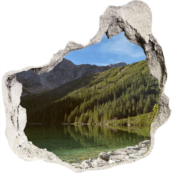 Wandfolien Loch in der Wand Bergsee im Tal