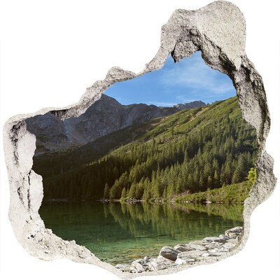 Wandfolien Loch in der Wand Bergsee im Tal