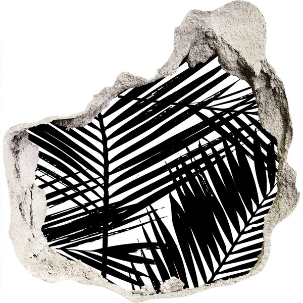 Wandtattoos Loch in der Wand Tropische Blätter in einem Loch in der Wand