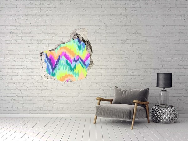 3D Wanddurchbruch Aufkleber Eine bunte Welle an der Wand