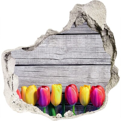 3D Wanddurchbruch Aufkleber Blumen durch ein Loch in der Wand