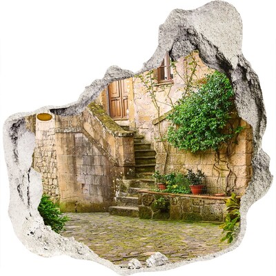 Mauerdurchbruch Aufkleber Charmante Treppe in einer alten Stadt