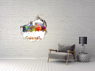 3D Wanddurchbruch Aufkleber Danzig in den Farben des Regenbogens