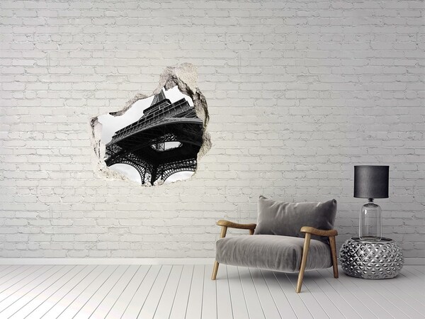 Wandaufkleber Loch 3D Der Eiffelturm in monochromer Umgebung