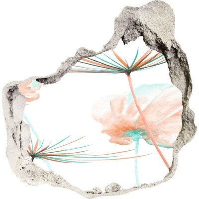 3D Wanddurchbruch Aufkleber Blumenlandschaft durch ein Loch in der Wand