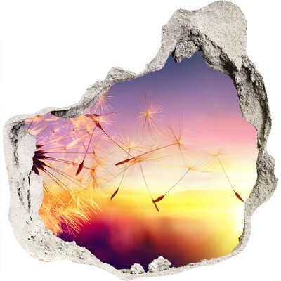 3D Wanddurchbruch Aufkleber Blumenträume bei Sonnenuntergang