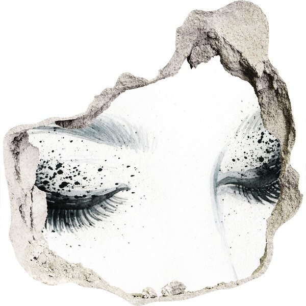 Wandfolien Loch in der Wand Geschlossene Augen in einem Loch in der Wand