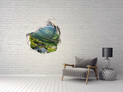 3D Wandtattoos Mauerdurchbruch Berglandschaft durch ein Loch in der Wand