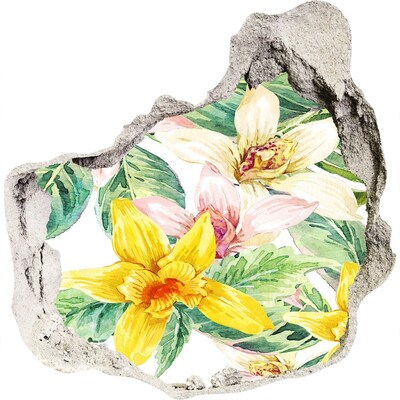 Wandaufkleber Loch 3D Blumengarten hinter der Mauer