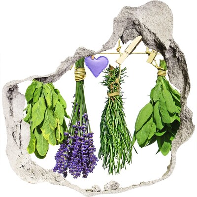 Wandaufkleber Loch 3D Kräutergarten im kleinen Rahmen