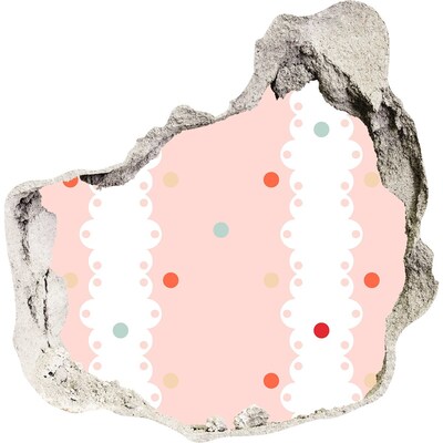 3D Wanddurchbruch Aufkleber Rosa Wand mit Punkten