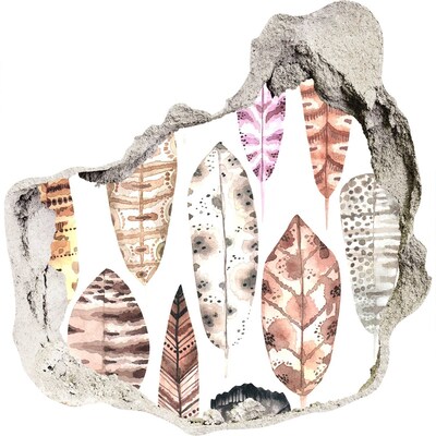 3D Wanddurchbruch Aufkleber Bunte Blätter in einem Loch in der Wand